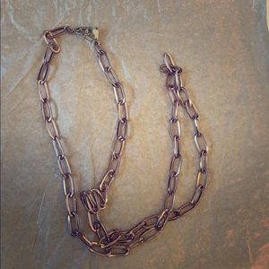 Gerard Yosca large pink metal 44” chain necklace